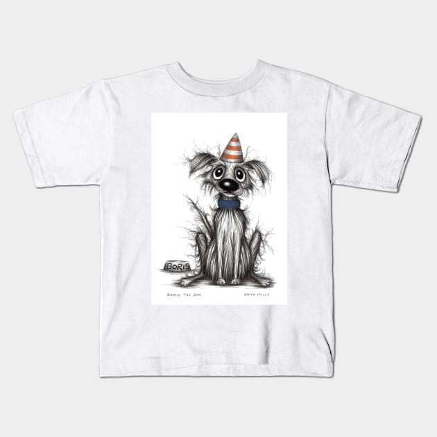 Boris the dog Kids T-Shirt by Keith Mills